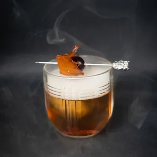 One of our favorites, The Whip-poor-will our old fashioned is smoked and garnished with house made candied orange peel &amp; a luxardo cherry.