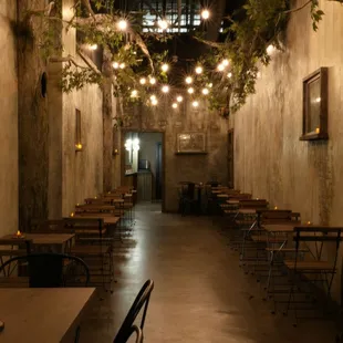 "Date alley" is an intimate space is inspired by European alleys of old and hanging from above, love letters create the perfect sky.