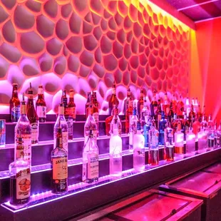 a wall of liquor bottles