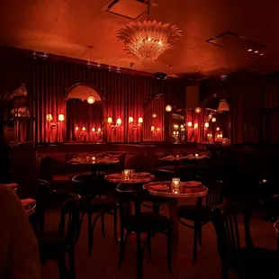 a dimly lit dining room