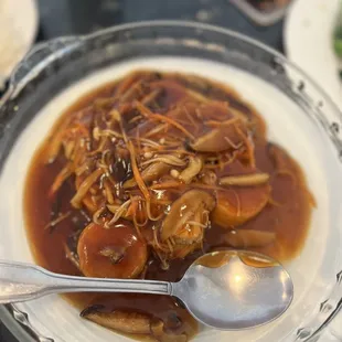 Silken tofu with 2 types of mushrooms