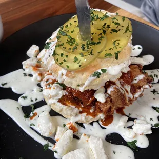 Nashville Hot-Chicken and Biscuit. Just the right heat and spice.