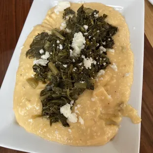 Grits and greens! Sorry, we ate some before the picture was taken!