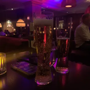 Sitting at the high tables towards the bar listening to the piano bar