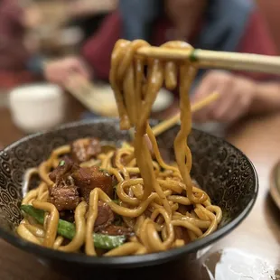 Pork belly noodles