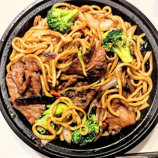 Mongolian Beef with Hand-Pulled Noodles. I added broccoli for $4.00. Really good!