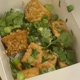 Fried Tofu for the Thai Coconut Noodle Soup