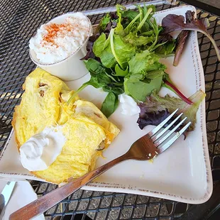 The egg-celent omelet with greens and cottage cheese