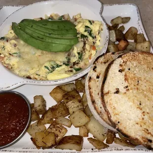 Bacon avocado scramble