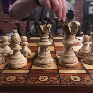 a man playing chess