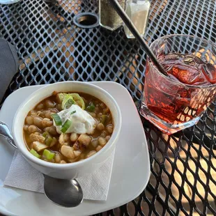 White Bean Chicken Chili Soup and Cocktail