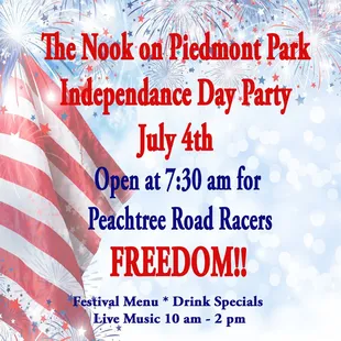 Open early for 4th of July Festivities!!