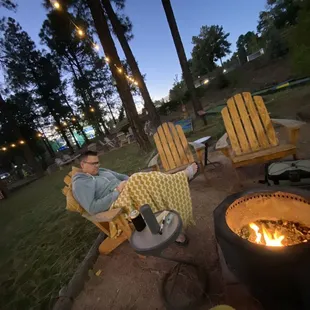 Fire pit in shared outdoor space.