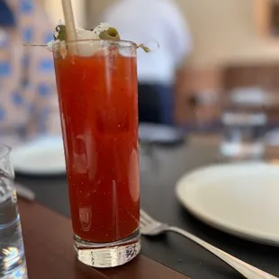 a bloody drink on a table