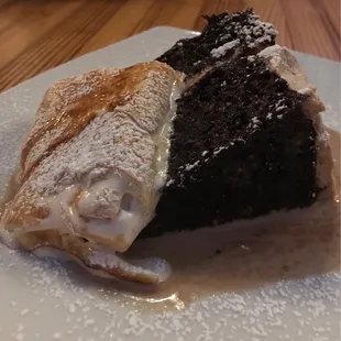 Most awesome chocolate cake with homemade marshmallow .