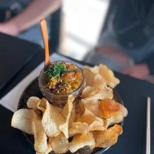 Salmon Poke with Housemade Chips