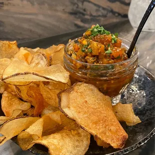 Salmon Poke with Housemade Chips