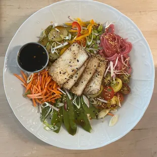 a white plate of food