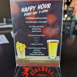 Happy Hour menu.