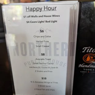 Happy Hour menu.