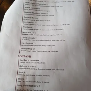 Cocktail menu.