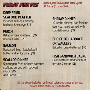 Friday Fish Specials
