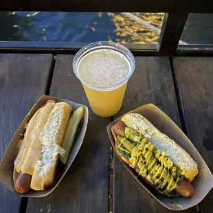 Cheese dog and Chicago dog