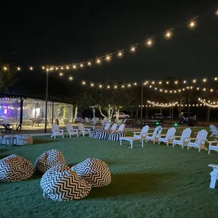 seating and string lights