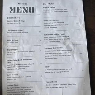 Food menu