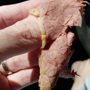 Tasty corned beef with just the right amount of fat