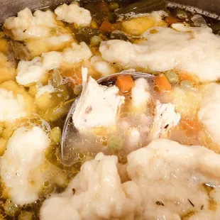 Homemade chicken dumpling soup