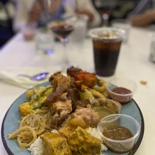 Party buffet!!! Pancit, Kare Kare, Lechon Kawali, fried calamari!