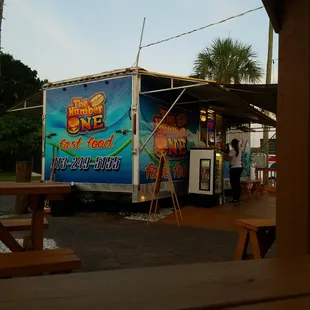 Food truck restaurant on a private patio