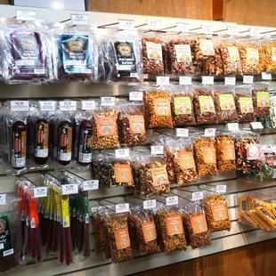 Tons of jerky and snacks for a road trip