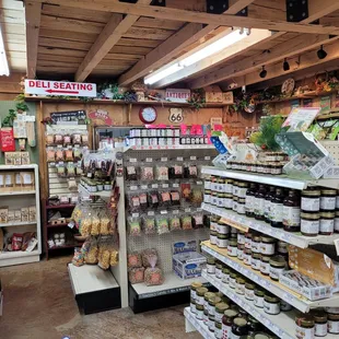 Specialty grocery with jams, jellies, candy, snacks, crackers and spices
