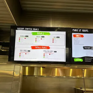 menus and prices on the menu boards
