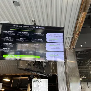 a menu on the wall