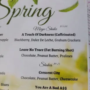 menu