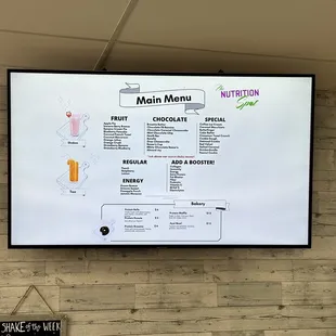 a menu on the wall