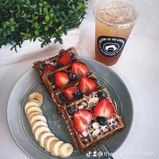 Protein waffles and tea