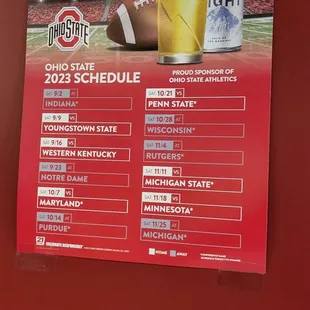The Ohio State University 2023 Football Schedule