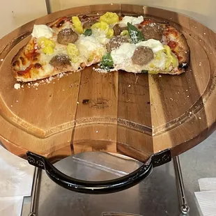 Meatball Pizza- so good we couldn't wait to take the pic first