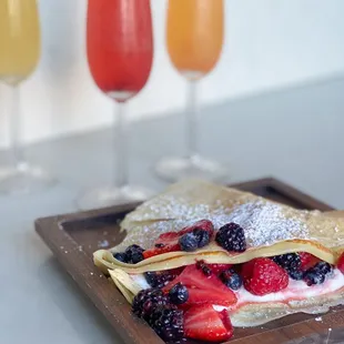 Booze N Berries Crepe with Champagne Flight