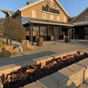 The front and waiting area with a fire pit