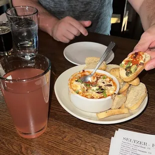 Moscow mule cider and feta cheese dip