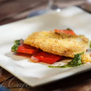 Line-Caught - Fish With Pepperonata and Arugula Pesto