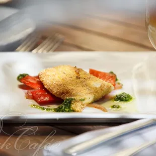 Line-Caught - Fish With Pepperonata and Arugula Pesto