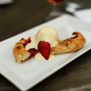 New England Menu | March 16-18 2011 | Strawberry-Rhubarb Tart with Vanilla Ice Cream