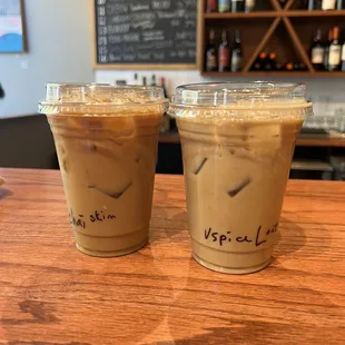 Iced chai &amp; seasonal iced vanilla spice latte!