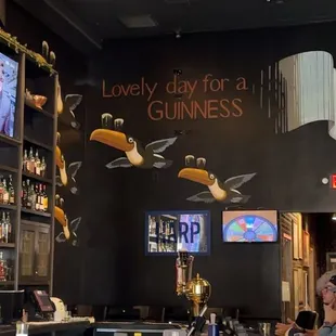 Wall next to the bar